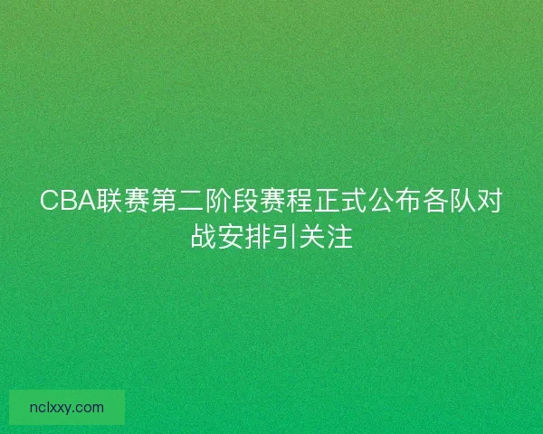 CBA联赛第二阶段赛程正式公布各队对战安排引关注